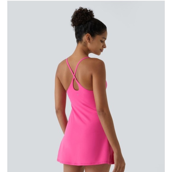 HALARA Softlyzero Plush Backless Active Dress-Easy Peezy Sz Small Fuchsia Sporty - Picture 3 of 12